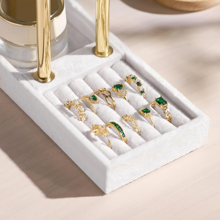 Schmuck Organizer mit 2 Ebenen - Weiss Schmuckständer Armbänder, Abnehmbarer T-Steg Schmuck Ständer,