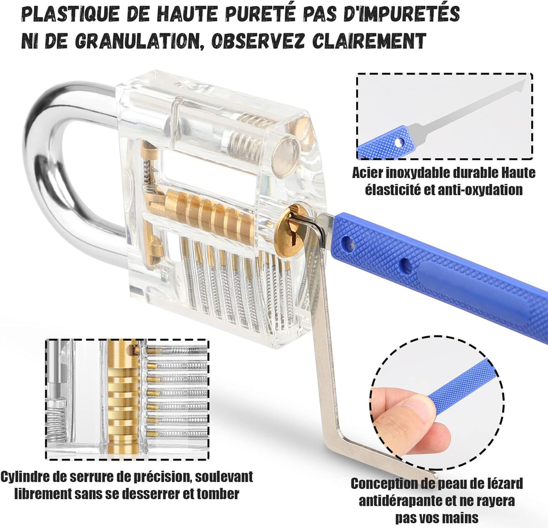 Diyife 36 Stück Lockpicking Set, [Schwierigkeit Upgrade] Dietrich Set mit 4 Transparente Schlösser u