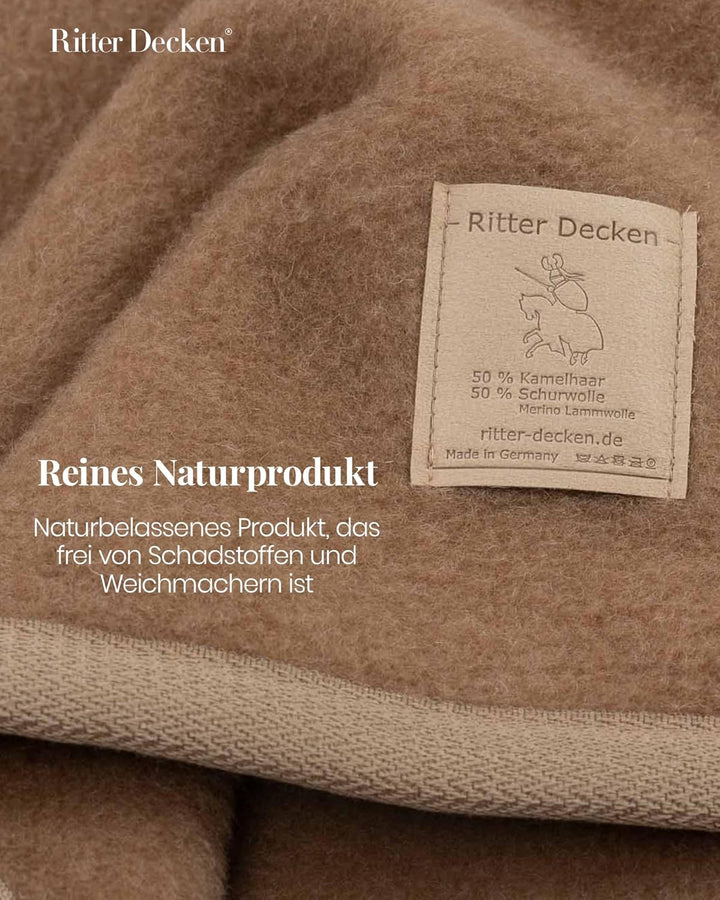Ritter Decken Kamelhaardecke „Mandarin 150 x 200 cm Kamel (ungefärbt) aus 50% Kamelhaar und 50% Schu
