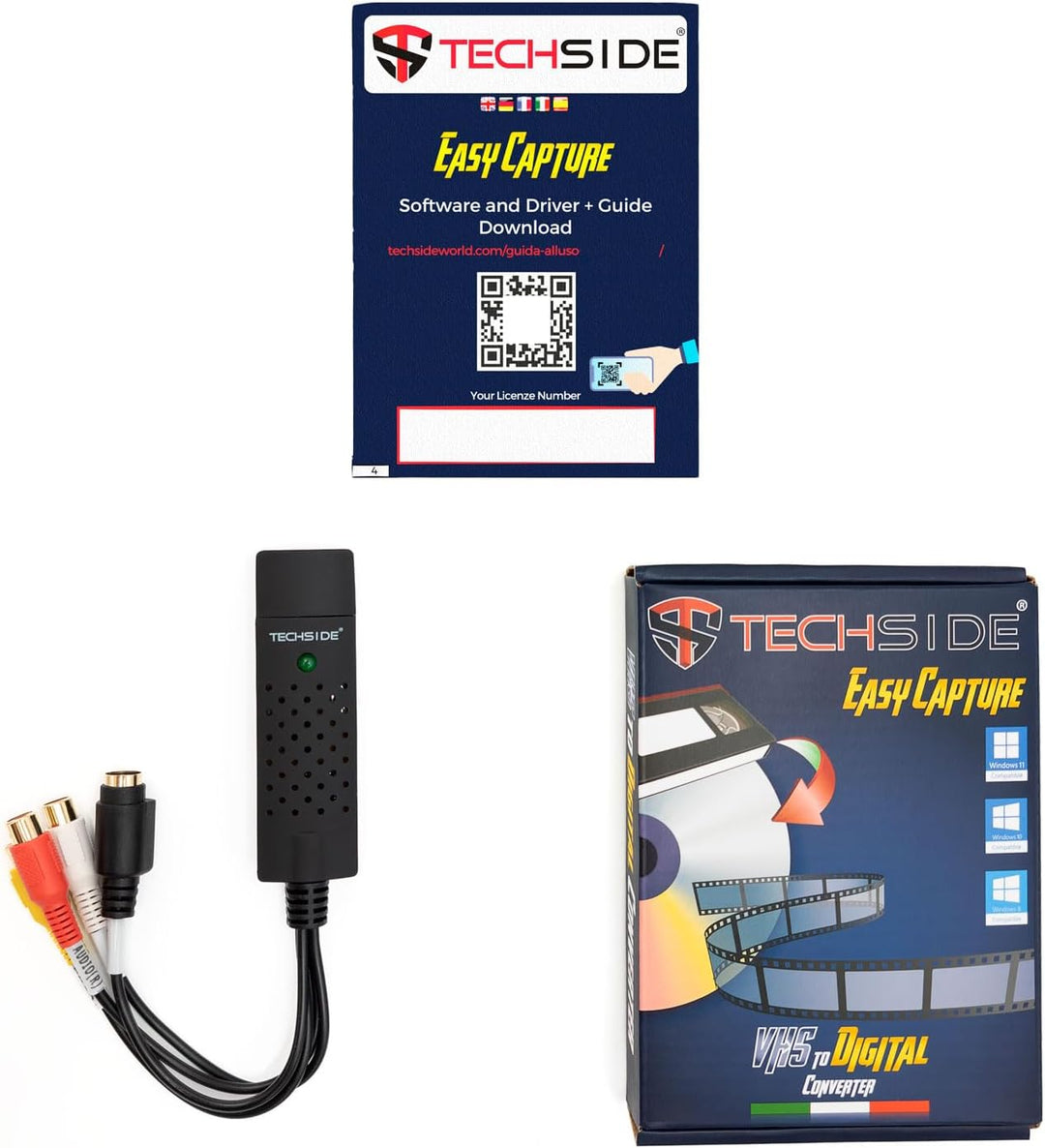 TechSide Gold Contact VHS-Konverter | Analog Digital | Kompatibel mit Windows 11 + Neue Software 202