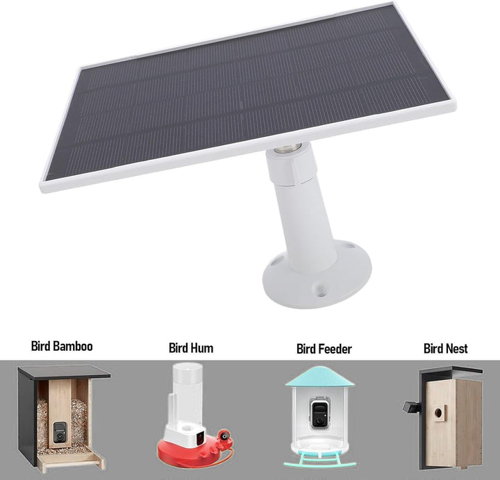 Solarpanel 8W für Vogelhaus Kamera, 2 in 1 Verbessertes Wetterfestes USB C Ladegerät, 360 Grad Einst