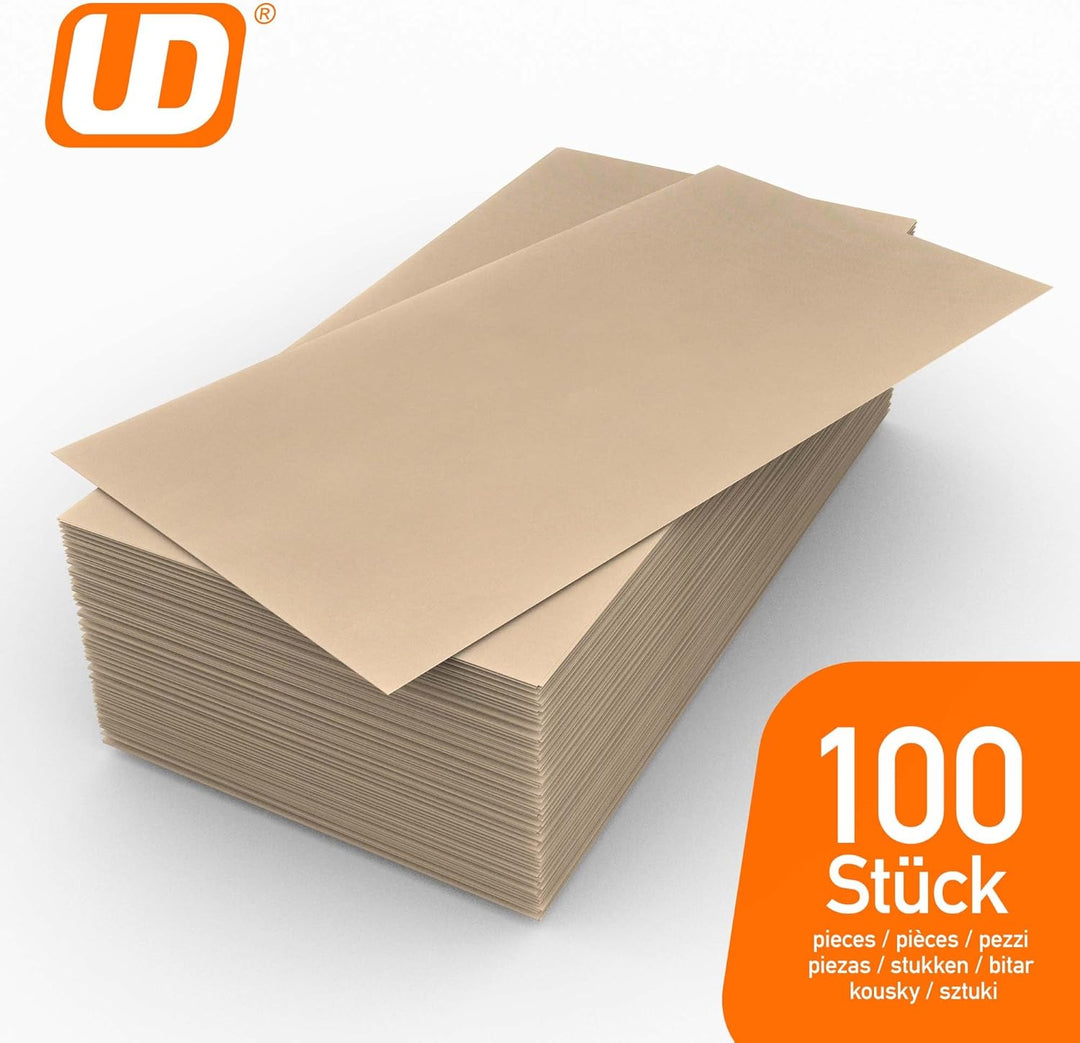 Briefumschläge DIN lang ohne Fenster selbstklebend (100 Stück) Dunkel Chamois - Umschläge 22 x 11 cm
