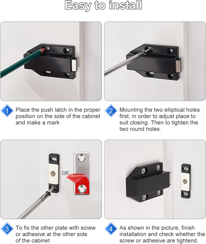 Drucktüröffner Push to Open Magnet Jiayi 4 Stück Heavy Duty Schrank Türöffner Tip On Beschlag Möbel