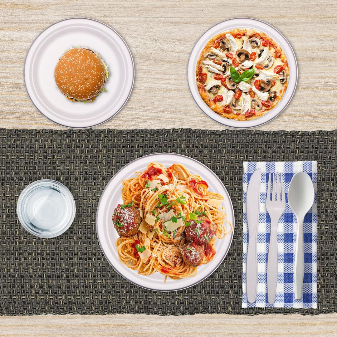 Umweltfreundliche Mehrweg Besteck | 150 Stück (je 50 Kompostierbare Gabel, Messer, Löffel) | Stabile