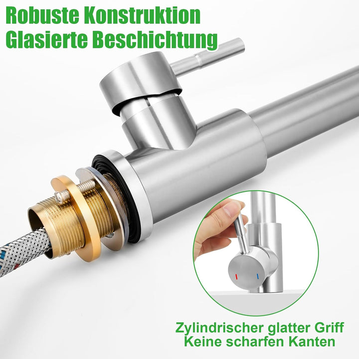 Küchenarmatur mit Brause, Feder-Wasserhahn für Küche, ausziehbare Mischbatterie mit 2 Sprühmodi, Spü