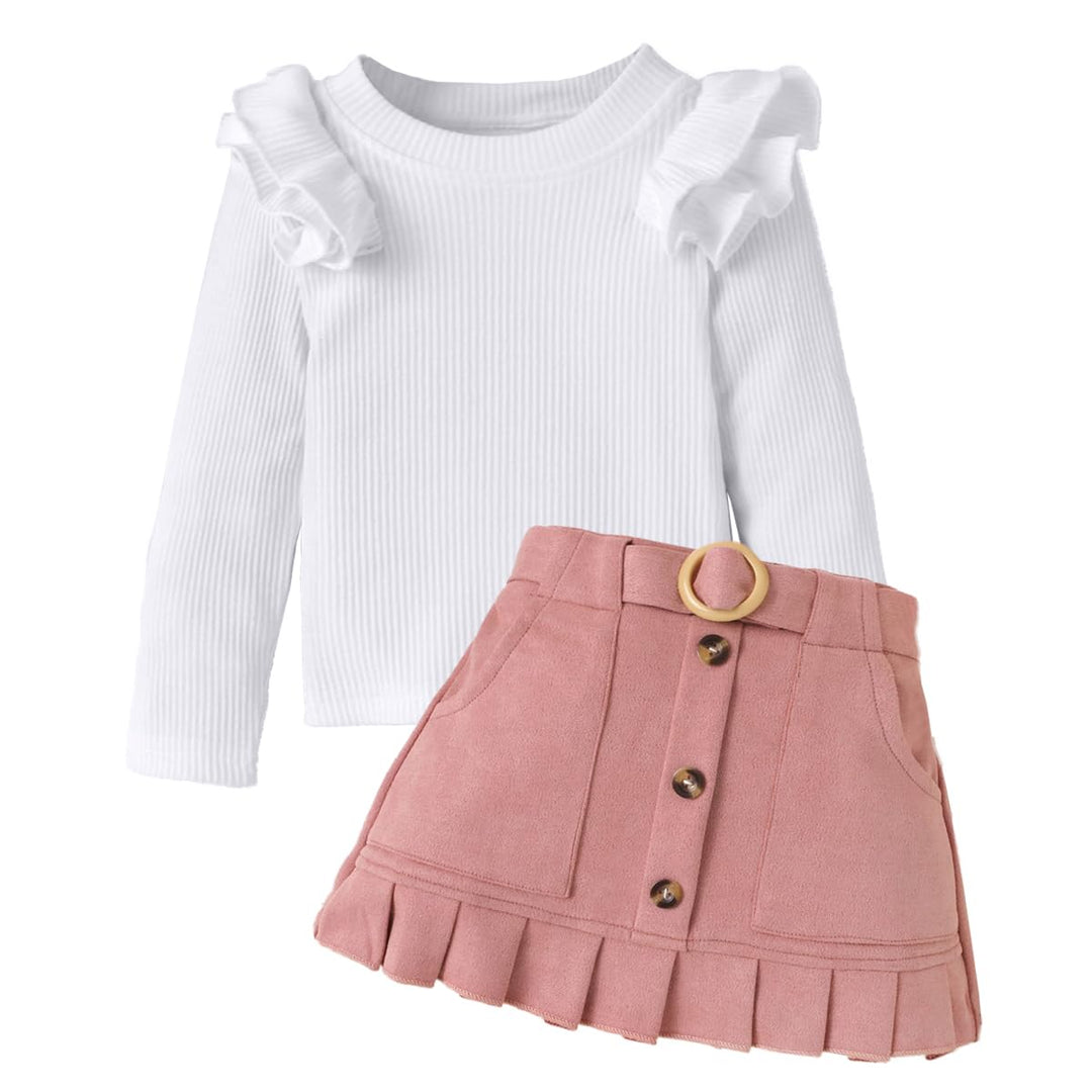 Kleinkind Baby Mädchen Outfits Ruffle Rollkragen Langarm Shirt + Bowknot Mini Rock 2 Stück Herbst Wi