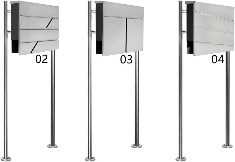Edelstahl Briefkasten Set Standbriefkasten Ständer Zeitungsrolle Freistehend Zweifarbig Anthrazit V2