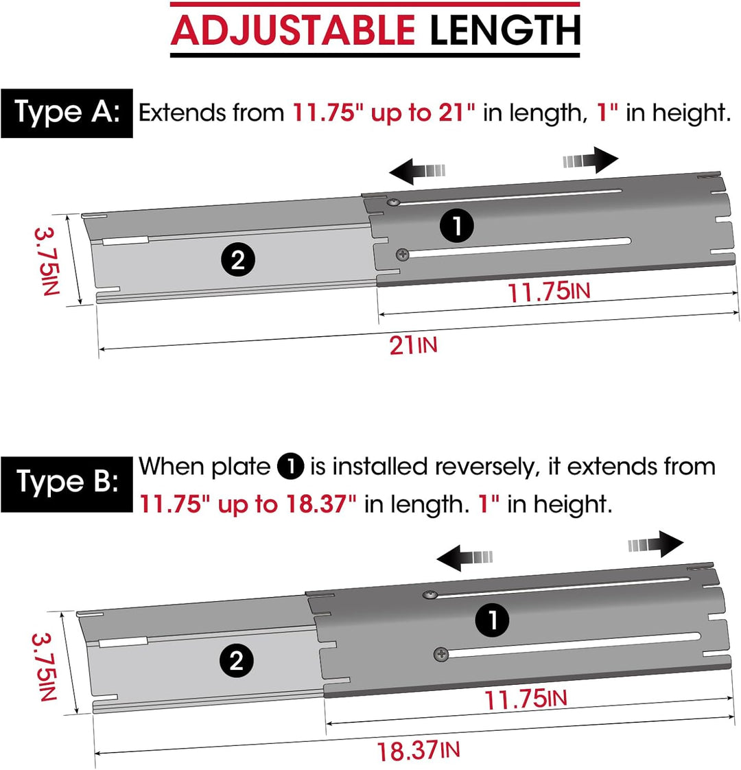 Unicook Grill Aromaschienen Ersatzteile, 30 bis 53cm Universal Flammenverteiler Ersatzteile, Einstel