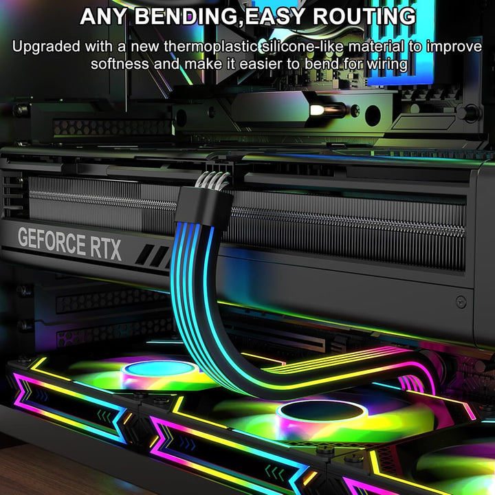 Sirlyr 8 Pin PCIE Cable,8 (6+2) Pin RGB PSU Cables Extension - Addressable 5V3Pin ARGB Decor Glass S