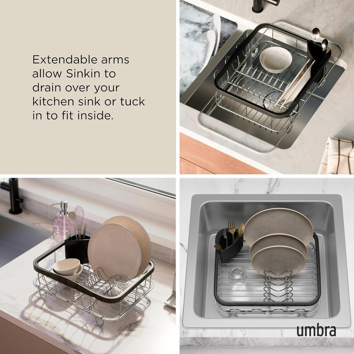 Umbra Multi-Use Dish Rack Black Sinkin multifunktionaler Geschirrständer Schwarz/Nickel, Metall, Gro