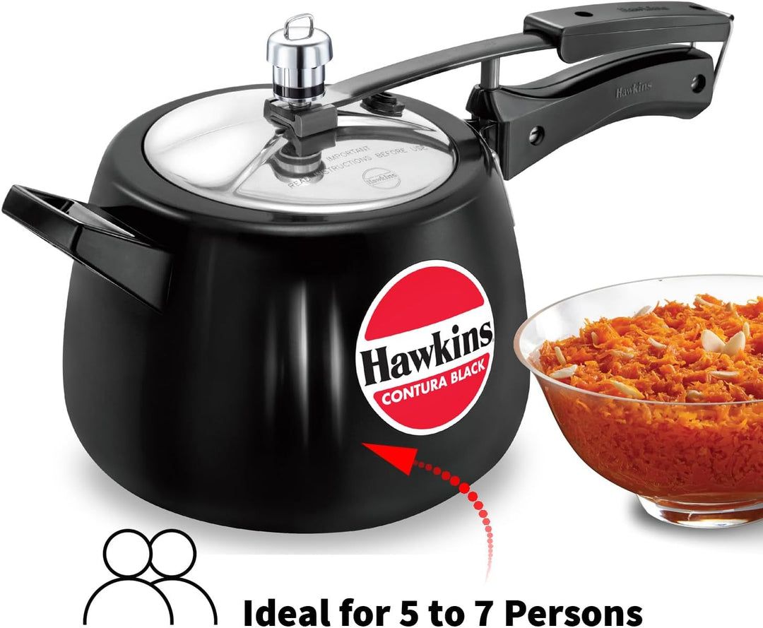 HAWKINS CB40 Harteloxiert Schnellkochtopf, Aluminium, 4 liters, Contura Schwarz 4-Liter, 4-Liter