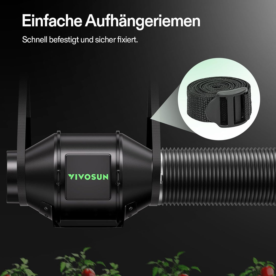 VIVOSUN Abluftset Rohrventilator 100mm AeroZesh G4 mit GrowHub E42A+, VPD-, Temp- und Feuchte-WiFi-C