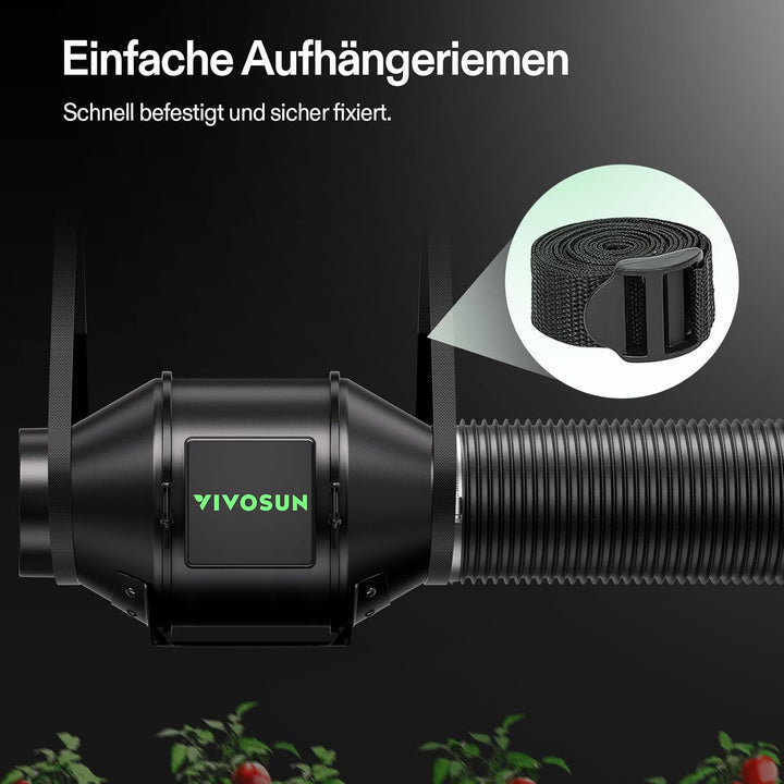 VIVOSUN Abluftset Rohrventilator 100mm AeroZesh G4 mit GrowHub E42A+, VPD-, Temp- und Feuchte-WiFi-C