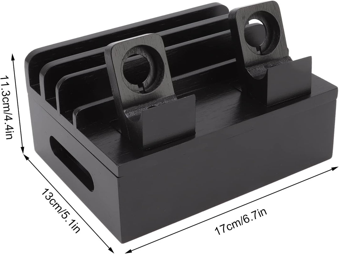 TOPINCN Ladestation 5-Port Ladegerät, Bambus Ladestation Multifunktions Ladestation für Telefone Tab