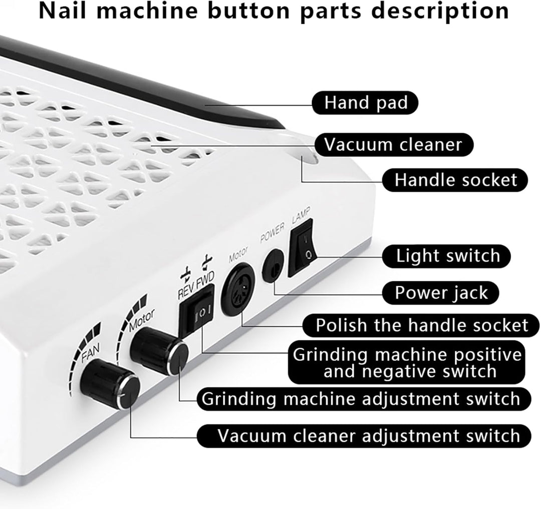 Pinuox 4 in 1 Staubabsaugung Nagelstudio & Zuhause mit Nagelfräser 4300 U/min Elektrisch Nagelstaubs