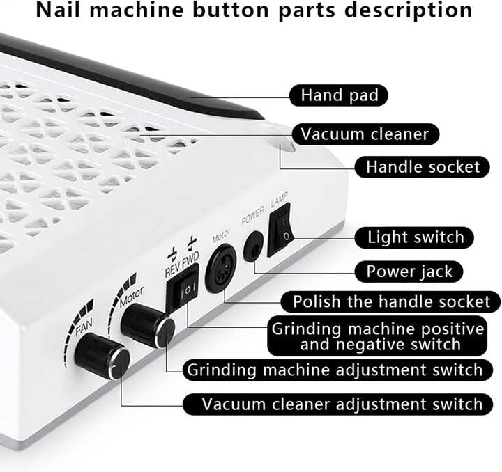 Pinuox 4 in 1 Staubabsaugung Nagelstudio & Zuhause mit Nagelfräser 4300 U/min Elektrisch Nagelstaubs