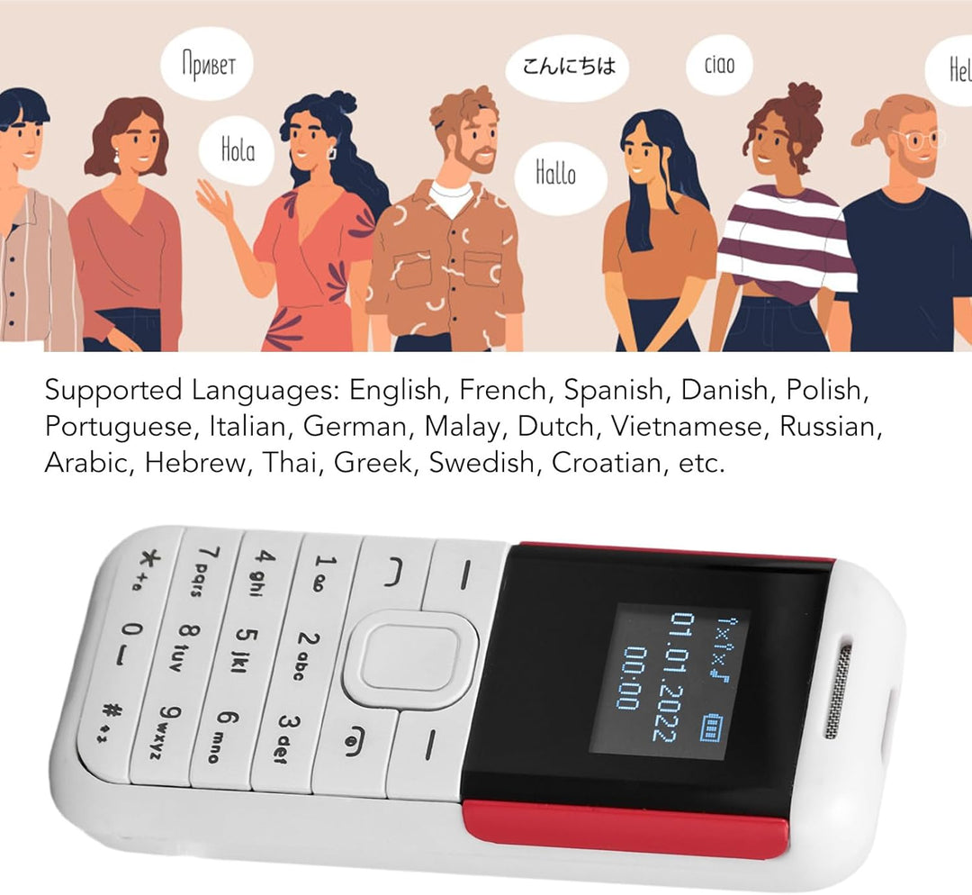 PUSOKEI KleinstesTelefon, Dual SIM Standby GSM Basistelefon mit Musik Player und Sprachwechsler, Str