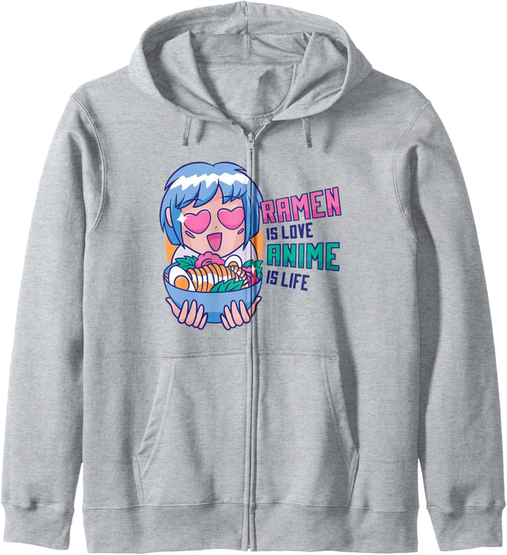 Ramen is Love Anime is Life | Süsses Anime Mädchen Kawaii Kapuzenjacke
