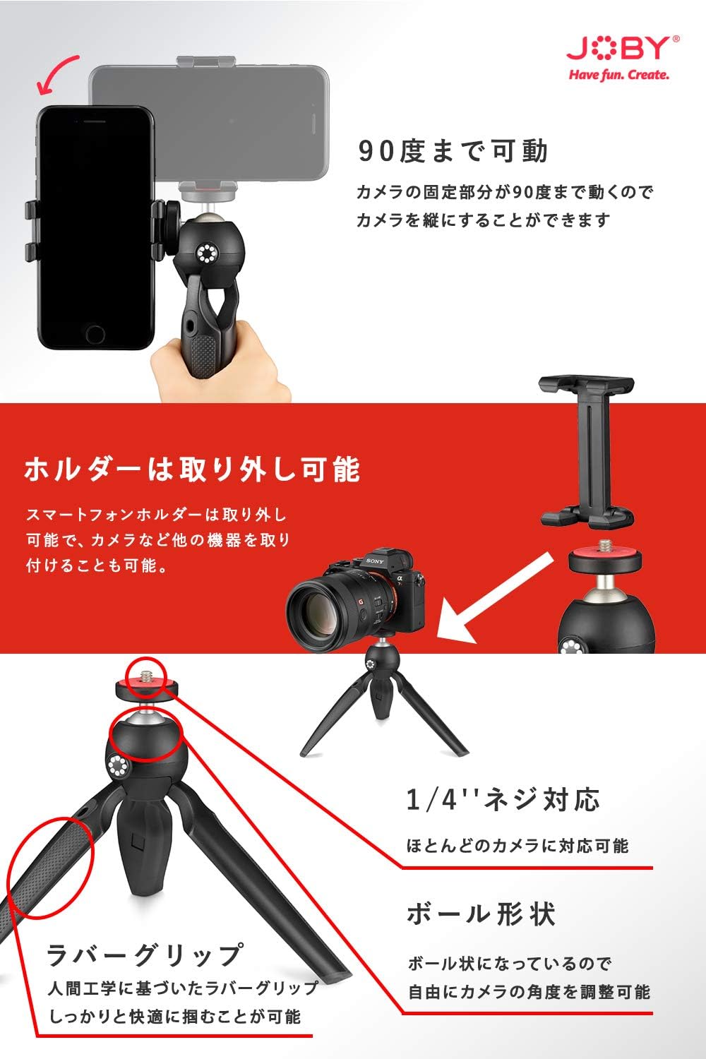JOBY JB01560-BWW Handypod Mobile Mini Stativ und Handgriff (mit GripTight One Mount, für Smartphone,