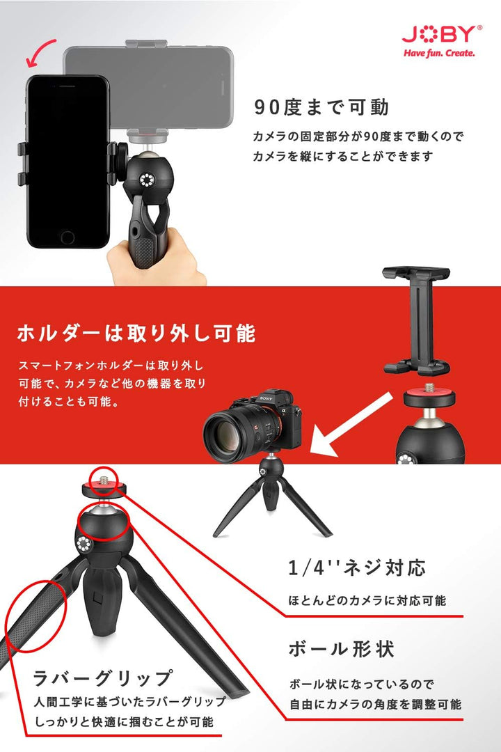 JOBY JB01560-BWW Handypod Mobile Mini Stativ und Handgriff (mit GripTight One Mount, für Smartphone,