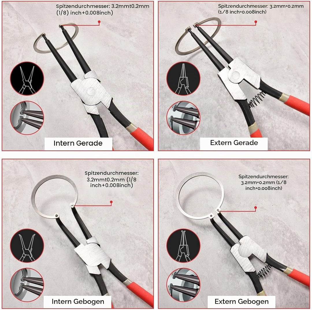 LEONTOOL Sprengringzange, 33 cm, strapazierfähig, externe Sicherungsringzange, gerade Backenspitze,