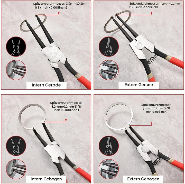 LEONTOOL Sprengringzange, 33 cm, strapazierfähig, externe Sicherungsringzange, gerade Backenspitze,