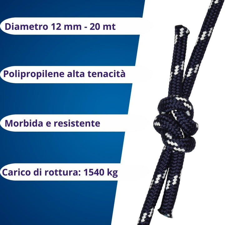Corderie Italiane 6014492 – 00 Braid corit, 12 mm-20 MT, blau