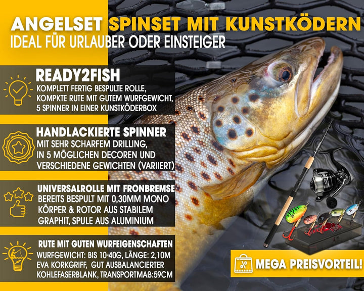 Angel Berger Spinset komplett Angelset Raubfisch mit Kunstködersortiment