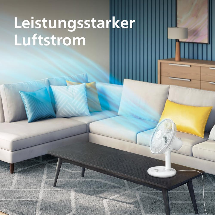 Philips Tischventilator 1000 Series, Leistungsstark & Leise, 35 dB(A), 3 Geschwindigkeiten, Klein, D
