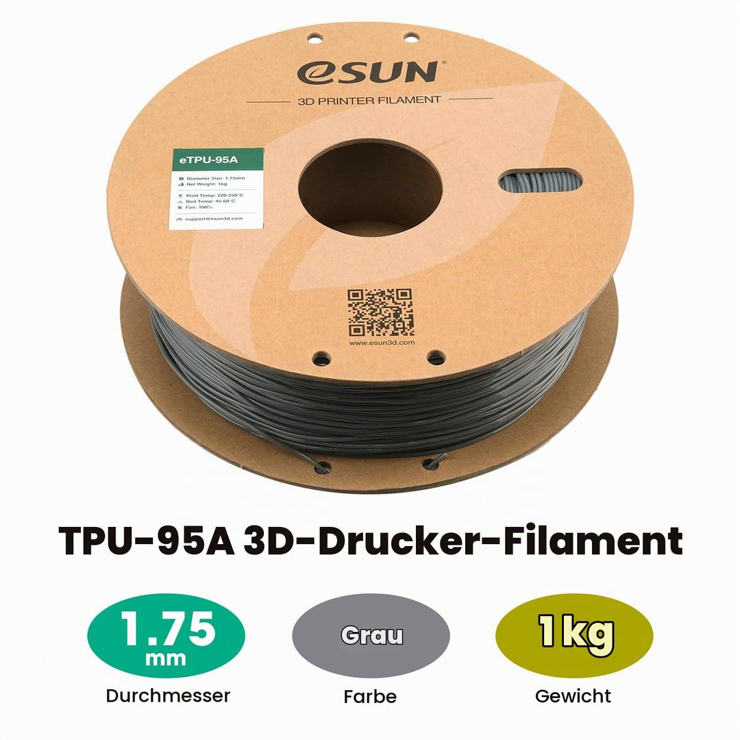 eSUN Flexibles TPU Filament 1.75mm, 3D Drucker Filament TPU-95A, Massgenauigkeit +/- 0.05mm, 1kg Spu