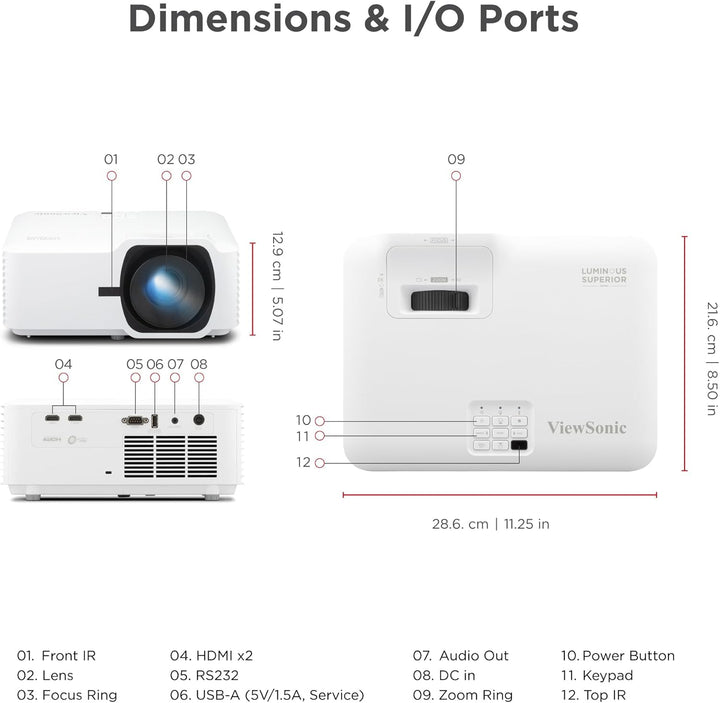 ViewSonic T400W Laser Beamer, 4000 ANSI Lumen, WXGA 1280x800, Laser Projektor mit 30.000h Lebensdaue
