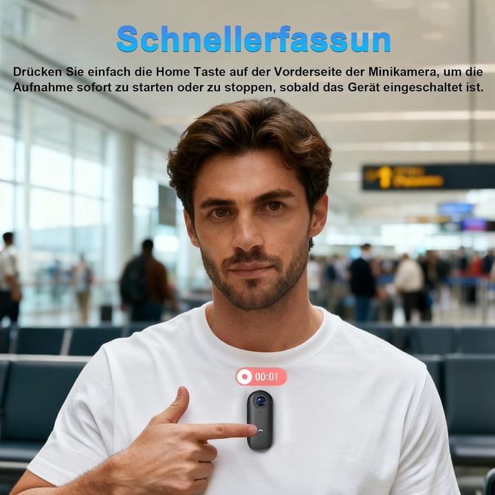 FHD 1080P Daumen Actionkamera with 32GB Card,Tragbare POV Kamera,Mini Body Cam,Handliche Vlogging un