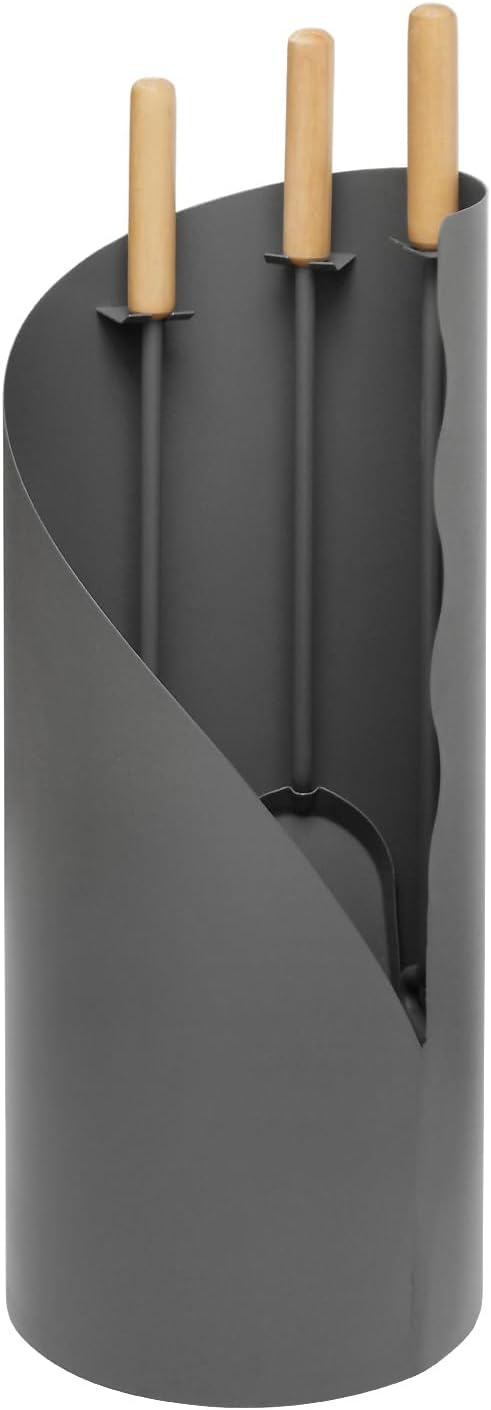 raik R1000 Raik Kaminbesteck Otto, 3-teilig, grau, Holzgriffe, 64