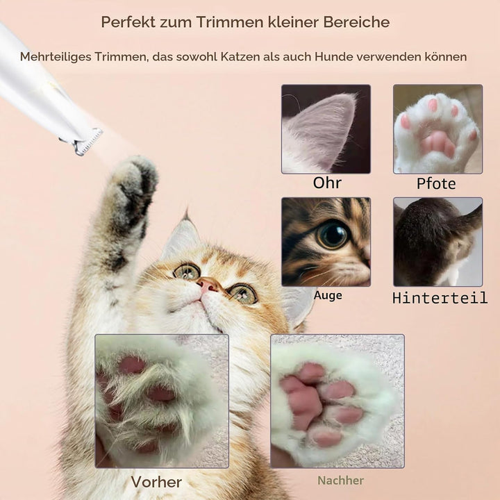JIMACRO Pfotentrimmer für Hunde, Pfotentrimmer mit LED Licht Wasserdicht Hundeschermaschine Leise fü