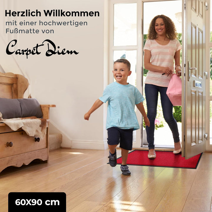 Carpet Diem Fussmatte Rot, 60x90 cm, rutschfeste Schmutzfangmatte Rot 60 x 90 cm, Rot 60 x 90 cm