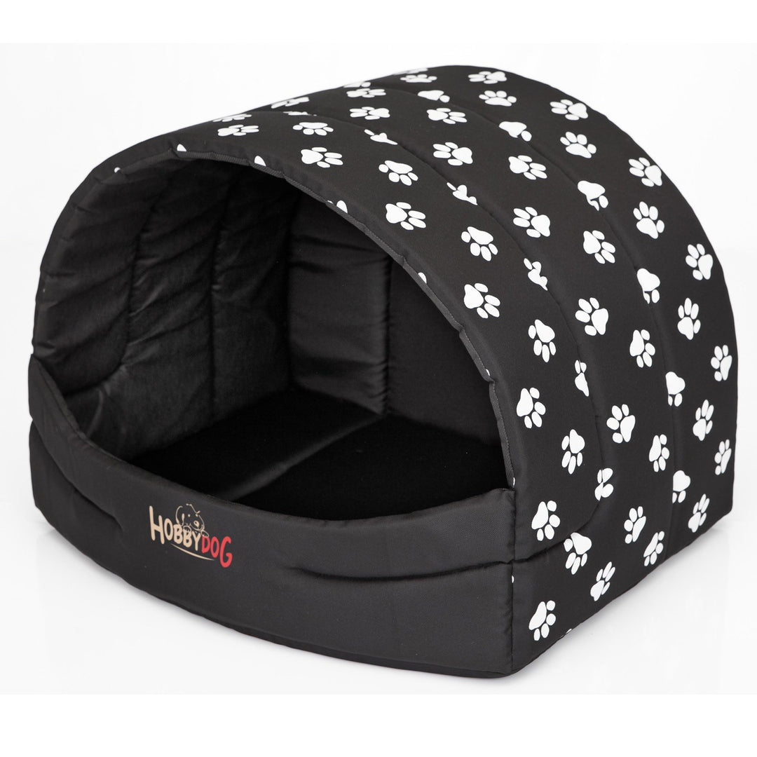 Hobbydog R3 Buscwl5 Hundehütte Souffleur, Grösse 3, 55x43cm Schwarz Mit Pfötchen, L, Schwarz Mit Pfö