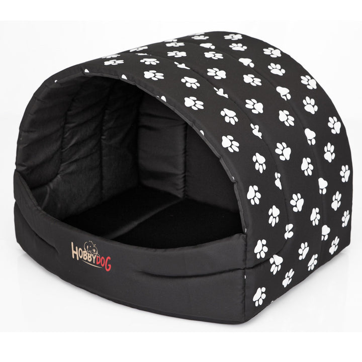 Hobbydog R3 Buscwl5 Hundehütte Souffleur, Grösse 3, 55x43cm Schwarz Mit Pfötchen, L, Schwarz Mit Pfö