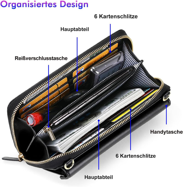 nuoku Crossbody Taschen für Frauen, Handgelenk Brieftaschen für Frauen, Clutch Geldbörsen für Frauen