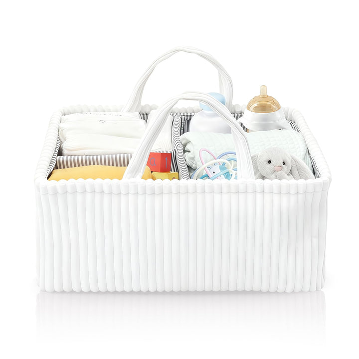 Wickeltisch Organizer, Baby Windel Caddy Korb, Wickeltasche Organizer mit Fächern & Griffen, Cord Wi