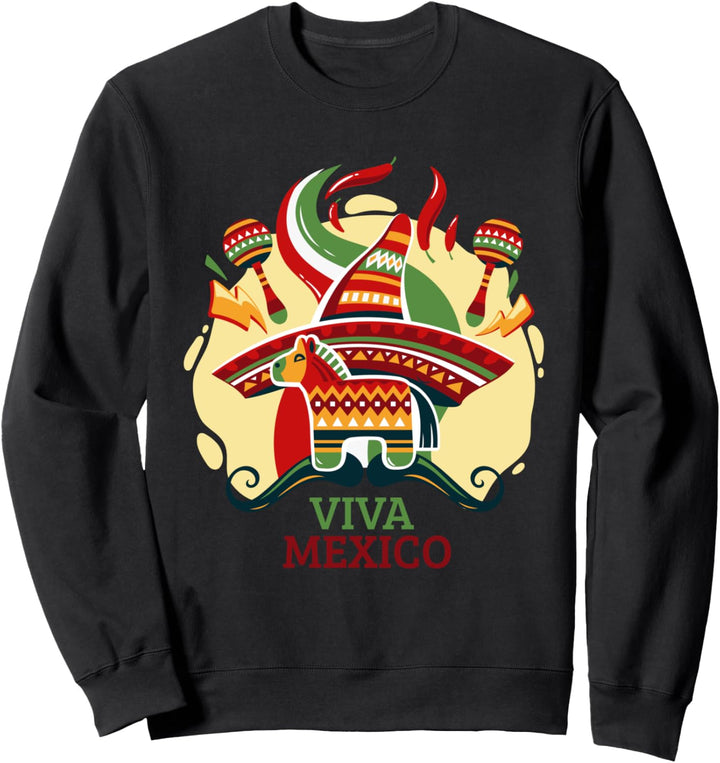 Viva Mexiko Hut Pinata Chilischoten Rassel Sweatshirt