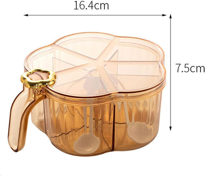Spicees Box, 5 Fächer transparente Gewürzbox mit grosser Kapazität mit Griffdeckel für die Küche
