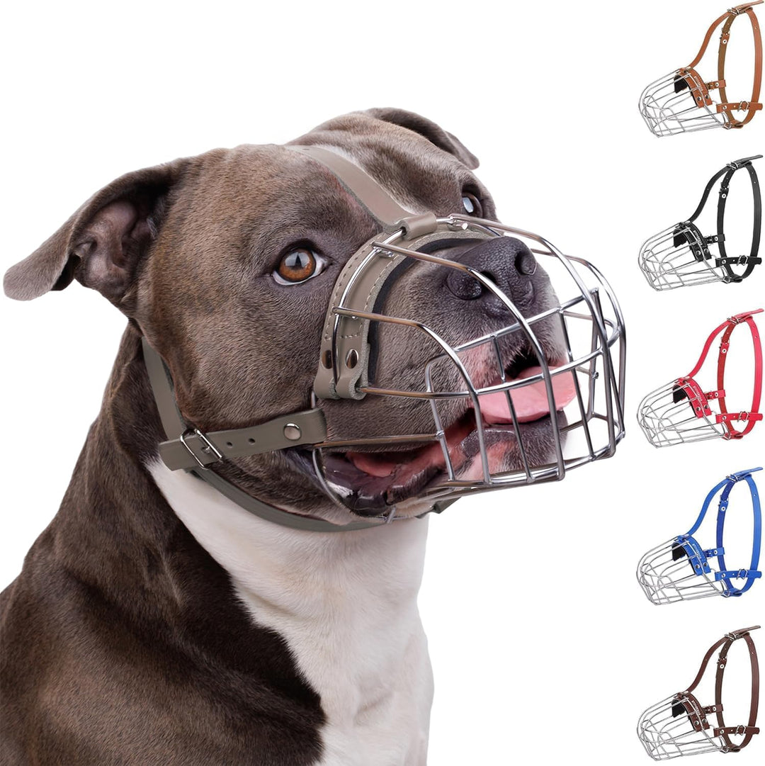 BRONZEDOG Pitbull Maulkorb für Hunde, atmungsaktiv, Metallkorb für grosse Hunde, Amstaff Staffordshi