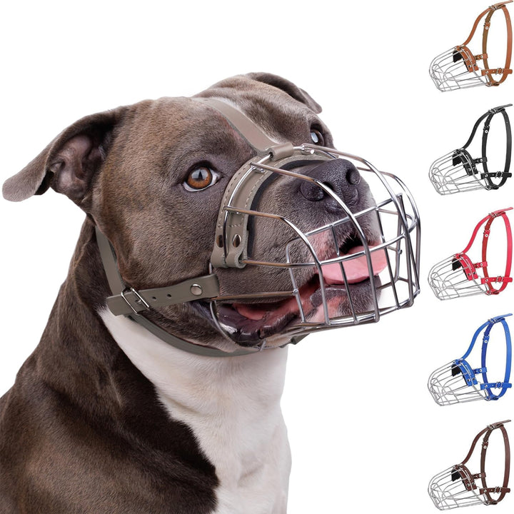 BRONZEDOG Pitbull Maulkorb für Hunde, atmungsaktiv, Metallkorb für grosse Hunde, Amstaff Staffordshi
