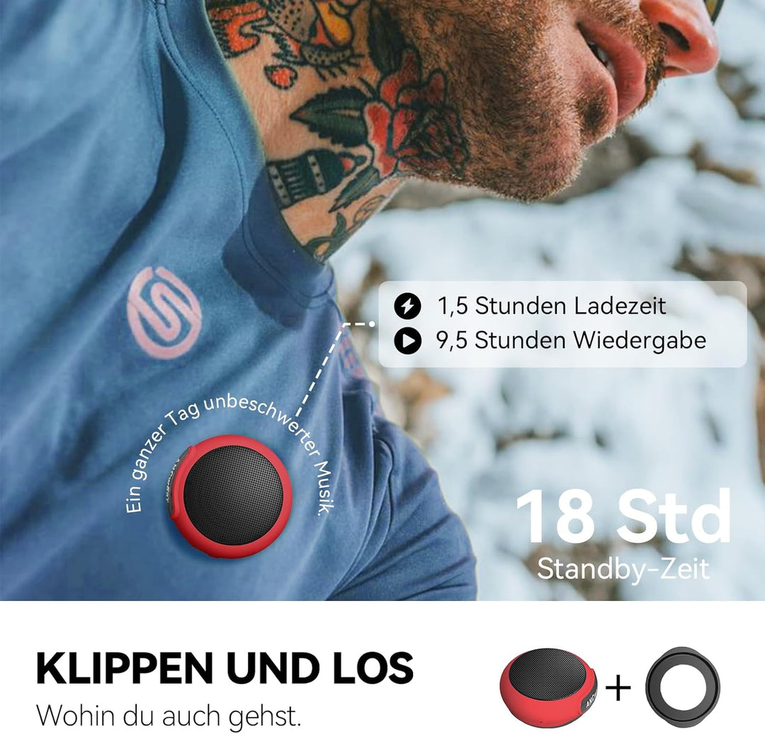 ANCwear Tragbarer Bluetooth 5.3 Lautsprecher Mini mit Mikrofon, Wearable Handgelenkslautsprecher, IP