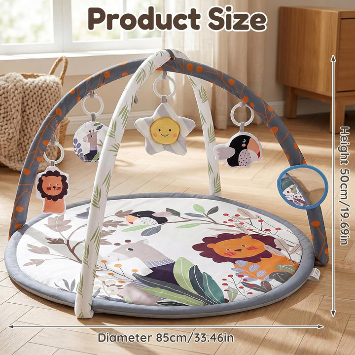 Highbird Baby Spielbogen mit Spielmatte und Krabbeldecke, mit 5 abnehmbaren Spielzeugen, Einfach zu