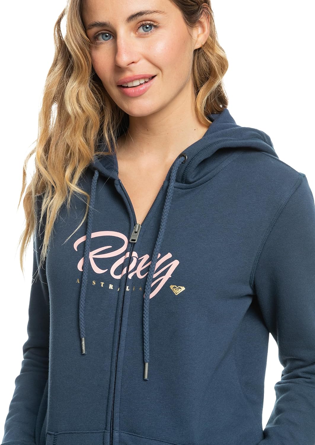 Roxy Damen Itia Zip Signature Hooded Sweatshirt S Mood Indigo, S Mood Indigo