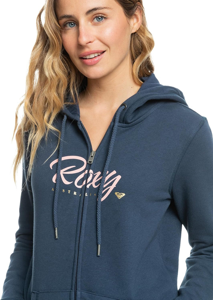 Roxy Damen Itia Zip Signature Hooded Sweatshirt S Mood Indigo, S Mood Indigo