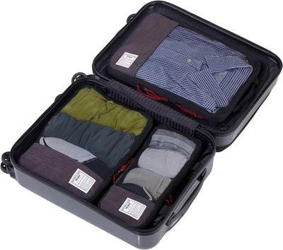 TROIKA Reise-Kompressionstaschen Set BUSINESS PACKING CUBES Packwürfel-Set 3 Packtaschen mit Reissve