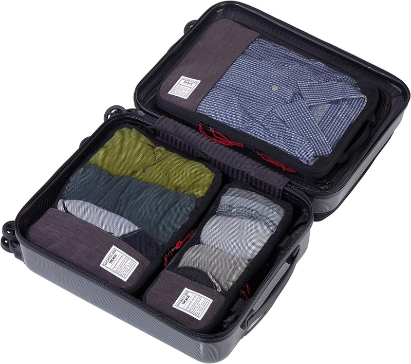 TROIKA Reise-Kompressionstaschen Set BUSINESS PACKING CUBES Packwürfel-Set 3 Packtaschen mit Reissve