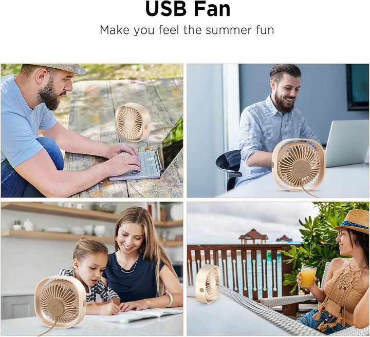 EasyAcc USB Ventilator, Mini Ventilator, Leise USB Tischventilator mit 2 Jahre Garantie, Starker Exq